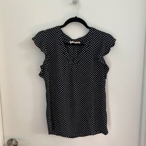 Philosophy Short Sleeve Blouse, Size XS Black and White Polka Dot